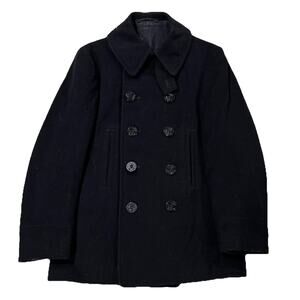 Vintage WW2 US Navy Naval Clothing Factory Wool Pea Coat Anchor Button Size S-M